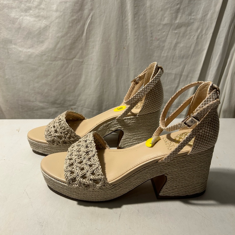 Vince Camuto Cream Woven Platform Sandals